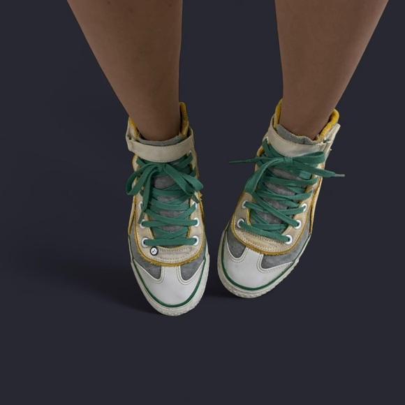 Puma High-Top Sneakers in Green, Yellow, Gray, and White - Picture 3 of 8